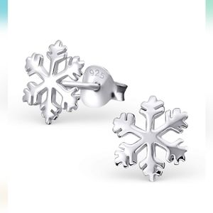 Girl Earrings Winter Snowflakes Stud Earrings 925 Sterling Silver Monkimau